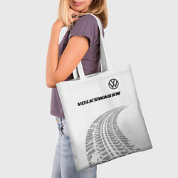 Сумка-шопер Volkswagen speed на светлом фоне со следами шин: с, цвет: 3D-принт — фото 2