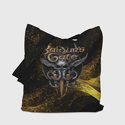 Сумка-шопер Baldurs Gate 3 logo gold black, цвет: 3D-принт