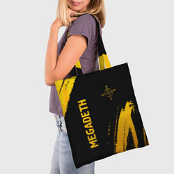 Сумка-шопер Megadeth - gold gradient: надпись, символ, цвет: 3D-принт — фото 2