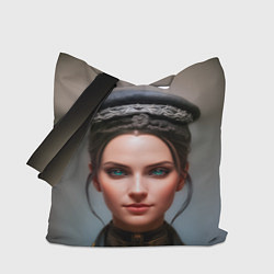 Сумка-шопер Девушка с зелёными глазами в чёрной униформе, цвет: 3D-принт