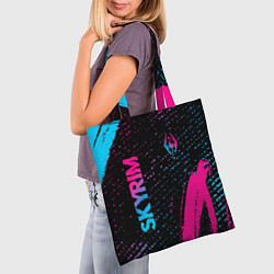 Сумка-шопер Skyrim - neon gradient: надпись, символ, цвет: 3D-принт — фото 2