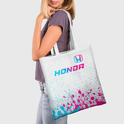 Сумка-шопер Honda neon gradient style: символ сверху, цвет: 3D-принт — фото 2