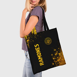 Сумка-шопер Ramones - gold gradient: надпись, символ, цвет: 3D-принт — фото 2