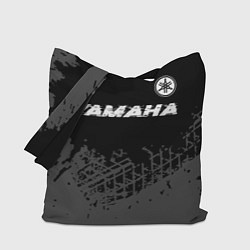 Сумка-шопер Yamaha speed на темном фоне со следами шин: символ, цвет: 3D-принт