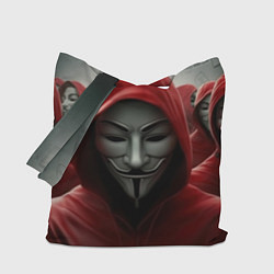 Сумка-шопер Анонимусы в красных капюшонах, цвет: 3D-принт