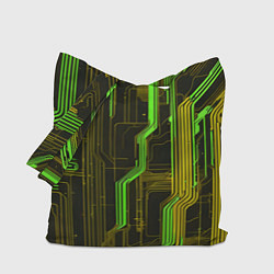 Сумка-шопер Кибер схема зелёная, цвет: 3D-принт