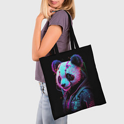 Сумка-шопер Панда в красках киберпанк, цвет: 3D-принт — фото 2