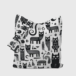 Сумка-шопер Кошки абстрактный узор, цвет: 3D-принт