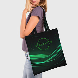 Сумка-шопер Starfield green logo, цвет: 3D-принт — фото 2