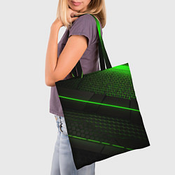 Сумка-шопер Зеленая абстракция со светом, цвет: 3D-принт — фото 2