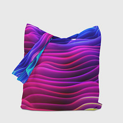 Сумка-шопер Синие фиолетовые волны, цвет: 3D-принт