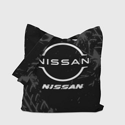 Сумка-шопер Nissan speed на темном фоне со следами шин, цвет: 3D-принт