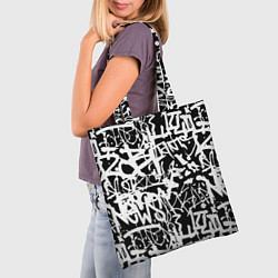 Сумка-шопер Граффити черно-белый паттерн, цвет: 3D-принт — фото 2