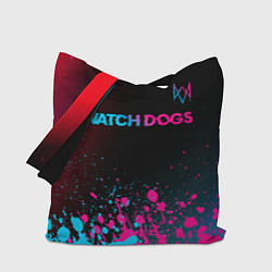 Сумка-шопер Watch Dogs - neon gradient: символ сверху, цвет: 3D-принт