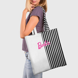 Сумка-шопер Барби - белый и черные полосы, цвет: 3D-принт — фото 2
