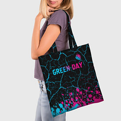 Сумка-шопер Green Day - neon gradient: символ сверху, цвет: 3D-принт — фото 2