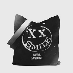 Сумка-шопер Avril Lavigne glitch на темном фоне, цвет: 3D-принт