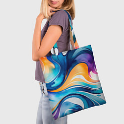 Сумка-шопер Линейная красочная абстракция, цвет: 3D-принт — фото 2