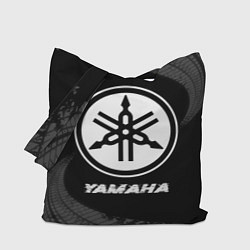 Сумка-шопер Yamaha speed на темном фоне со следами шин, цвет: 3D-принт