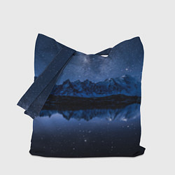 Сумка-шопер Галактическая зимняя ночь в горах, цвет: 3D-принт