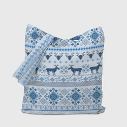 Сумка-шопер Blue sweater with reindeer, цвет: 3D-принт