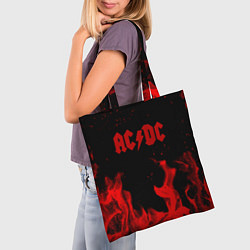 Сумка-шопер AC DC огненный стиль, цвет: 3D-принт — фото 2