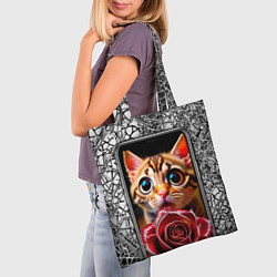 Сумка-шопер Кот в телефоне, цвет: 3D-принт — фото 2