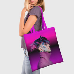 Сумка-шопер Lil Peep фиолетовый лук, цвет: 3D-принт — фото 2