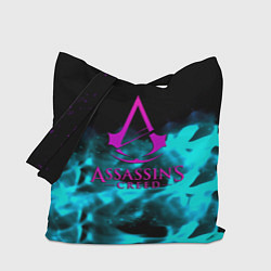 Сумка-шопер Assassins Creed flame neon, цвет: 3D-принт