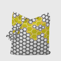 Сумка-шопер Жёлтая энерго-броня из шестиугольников, цвет: 3D-принт