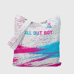 Сумка-шопер Fall Out Boy neon gradient style посередине, цвет: 3D-принт