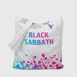 Сумка-шопер Black Sabbath neon gradient style посередине, цвет: 3D-принт