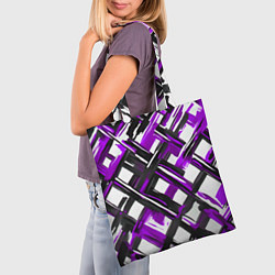 Сумка-шопер Фиолетовые и чёрные мазки, цвет: 3D-принт — фото 2