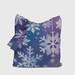 Сумка-шопер Снежинки на фиолетово-синем фоне, цвет: 3D-принт