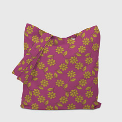 Сумка-шопер Желтые цветы на розовом - паттерн, цвет: 3D-принт