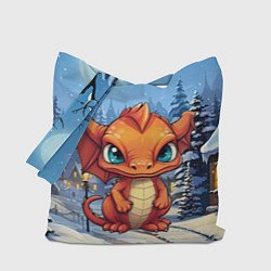 Сумка-шопер Новогодний оранжевый дракон, цвет: 3D-принт