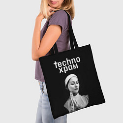 Сумка-шопер Techno храм монашка в татуировках, цвет: 3D-принт — фото 2