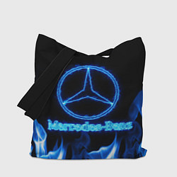 Сумка-шопер Mercedes-benz blue neon, цвет: 3D-принт