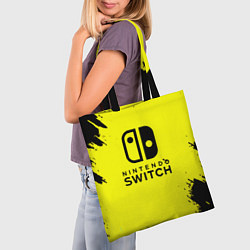 Сумка-шопер Nintendo switch краски на жёлтом, цвет: 3D-принт — фото 2