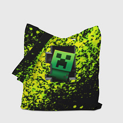 Сумка-шопер Minecraft зелёные краски, цвет: 3D-принт