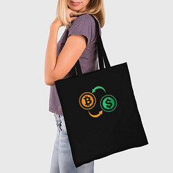 Сумка-шопер Криптовалюта биткоин и доллар, цвет: 3D-принт — фото 2