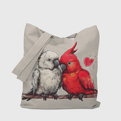 Сумка-шопер Влюбленные попугаи 14 февраля, цвет: 3D-принт