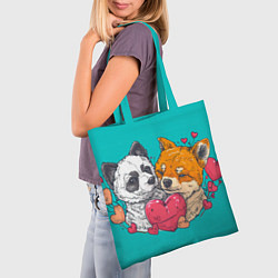 Сумка-шопер Влюбленная собачка и лисичка, цвет: 3D-принт — фото 2
