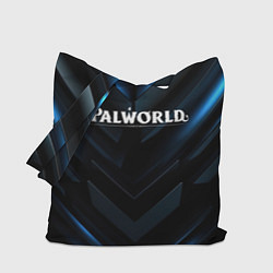 Сумка-шопер Palworld logo blue neon abstract black, цвет: 3D-принт