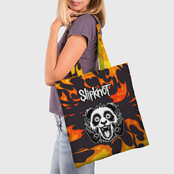 Сумка-шопер Slipknot рок панда и огонь, цвет: 3D-принт — фото 2