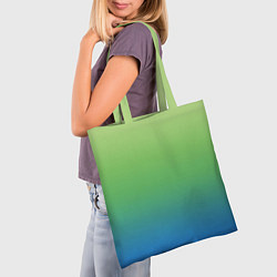 Сумка-шопер Градиент зелёно-голубой, цвет: 3D-принт — фото 2