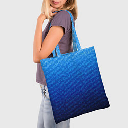 Сумка-шопер Сине-голубой в вертикальную полоску, цвет: 3D-принт — фото 2