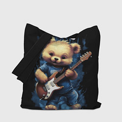 Сумка-шопер Плюшевый медведь музыкант с гитарой, цвет: 3D-принт