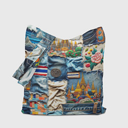 Сумка-шопер Пэчворк из Тайланда, цвет: 3D-принт