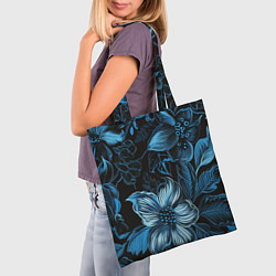 Сумка-шопер Синие цветы абстракции, цвет: 3D-принт — фото 2